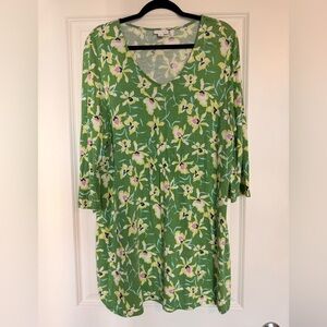 J. Jill Green Floral Print Women’s Tunic size XL